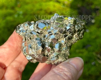 Faceted Pyrite Crystal Cluster AAA Quality Natural Peruvian Pyrite with Rhombic Cubes for Money, Protection, Manifestation, Creativity