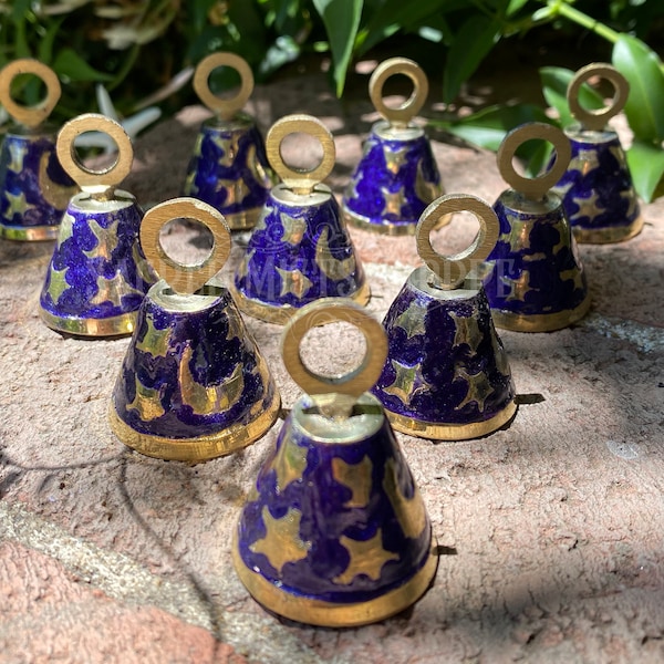 Celestial Brass Bell Small for Ritual, Ceremony, Energy Transmutation, Cleansing, Calling the Goddess, Witch's Altar, Witchcraft, Altar Bell