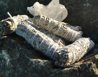 White Sage Smudge Organic Small Stick Smudge Bundle for Home and Energy Clearing, Removing Negativity, Purification, Rituals, and Incense