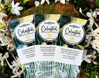 Celestial Incense Sticks Arabian Jasmine & Stargazer Lily Handmade Divine Power, Wisdom, Wishes, Guidance, Enlightenment, Astrology, Faith