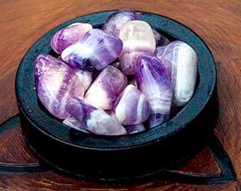 Chevron Amethyst Tumbled Crystal for Peace, Clarity, Meditation, Third Eye, Intuition, Auras, Cleansing, Tension Release, Energy, Strength