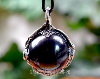 Obsidian Scrying Crystal Ball Witch's Pendant for Divination, Protection, Dowsing, Witch Jewelry, Wicca, Witchcraft, Ritual, Visions, Spells