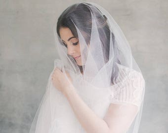 Silk Veil, Bridal Veil, Drop Veil, Cathedral Veil, Wedding Veil, Long Veil, Chapel Veil, Silk Tulle Veil : Chelle - Style 119
