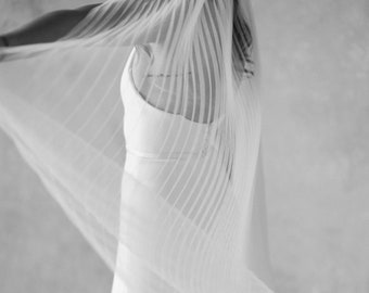 Pleated Tulle Bridal Veil, Ultra Modern Wedding Veil, Unique Wedding Veil,  Nontraditional Veil, Chic Bridal Veil : Greer - Style 162