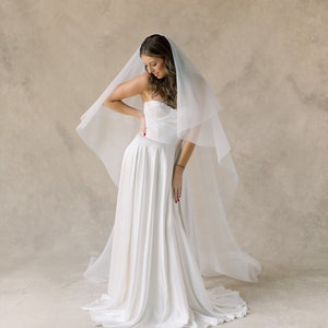 Modern Organza Bridal Veil, Circle Cut Organza Veil with Blusher, Minimal Bridal Veil, Simple Wedding Veil : Gaia - Style 163