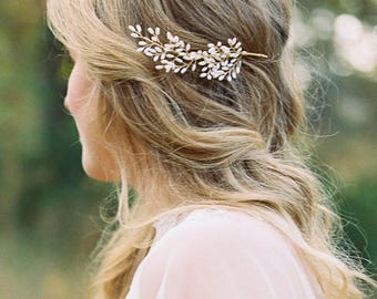 Bridal Hair Comb, Leaf Hair Comb, Wedding Headpiece, Wedding Comb, Bridal Headpiece, Leaf Headpiece, Pearl Headpiece : Bertie - Style 313