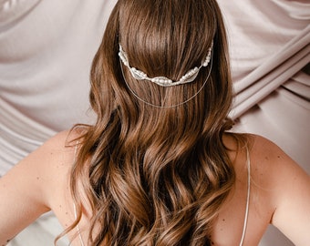 Modern Bridal Headpiece, Wedding Hairpiece, Freshwater Pearl Hair Accessories, Pearl Headpiece, Wedding Hair : Farrah - Style 363