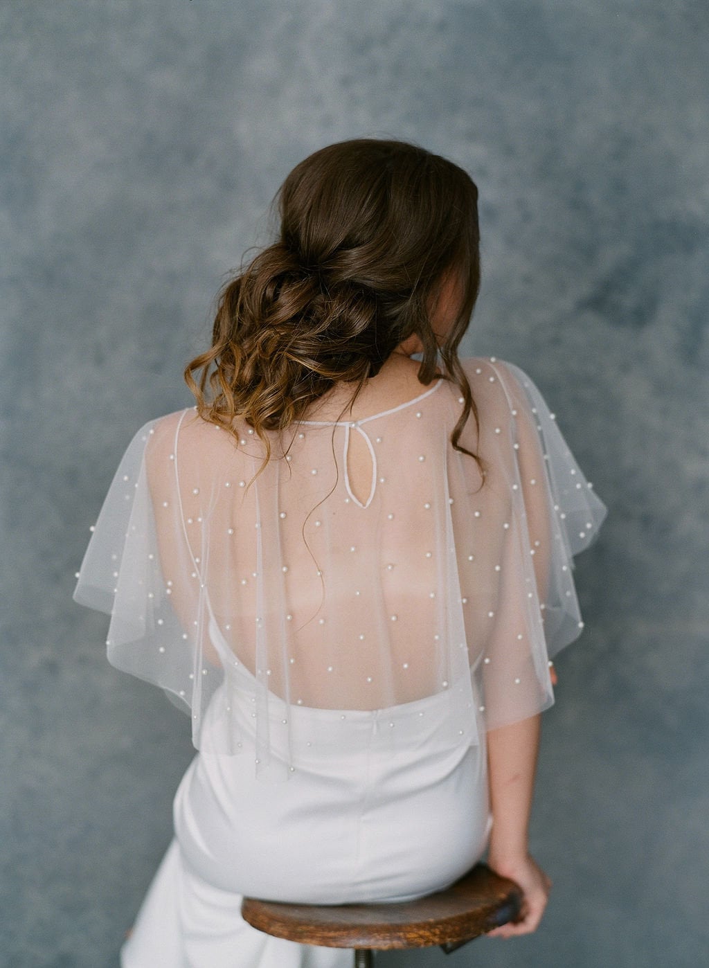 Pearl Wedding Dress Topper, Bridal Capelet, Wedding Cape, Glitter and ...