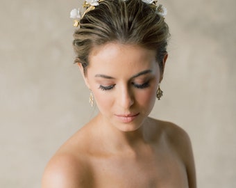 Organic Floral Bridal Headpiece, Botanical Bridal Headband, Romantic Bridal Accessory : Galilea - Style 365