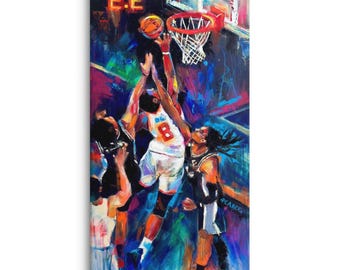 The Game Saver (In the Knick of Time) - muurkunst canvas - Basketbal - door Carlie Pearce
