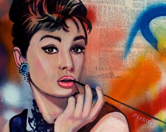 Audrey Hepburn Pop Art - Portrait - Signed Art Print - by Carlie Pearce