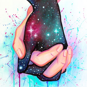The Universe Has Your Back - Holding Hands - Signed Art Print - by Carlie Pearce