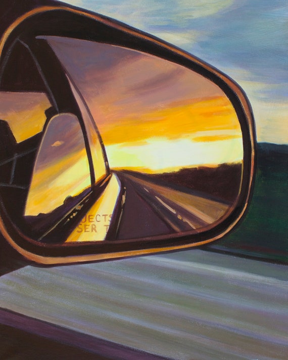 Rearview Mirror Signed Art Print by Carlie Pearce 