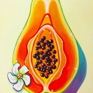 Papaya Vulva - Signed Art Print - by Carlie Pearce