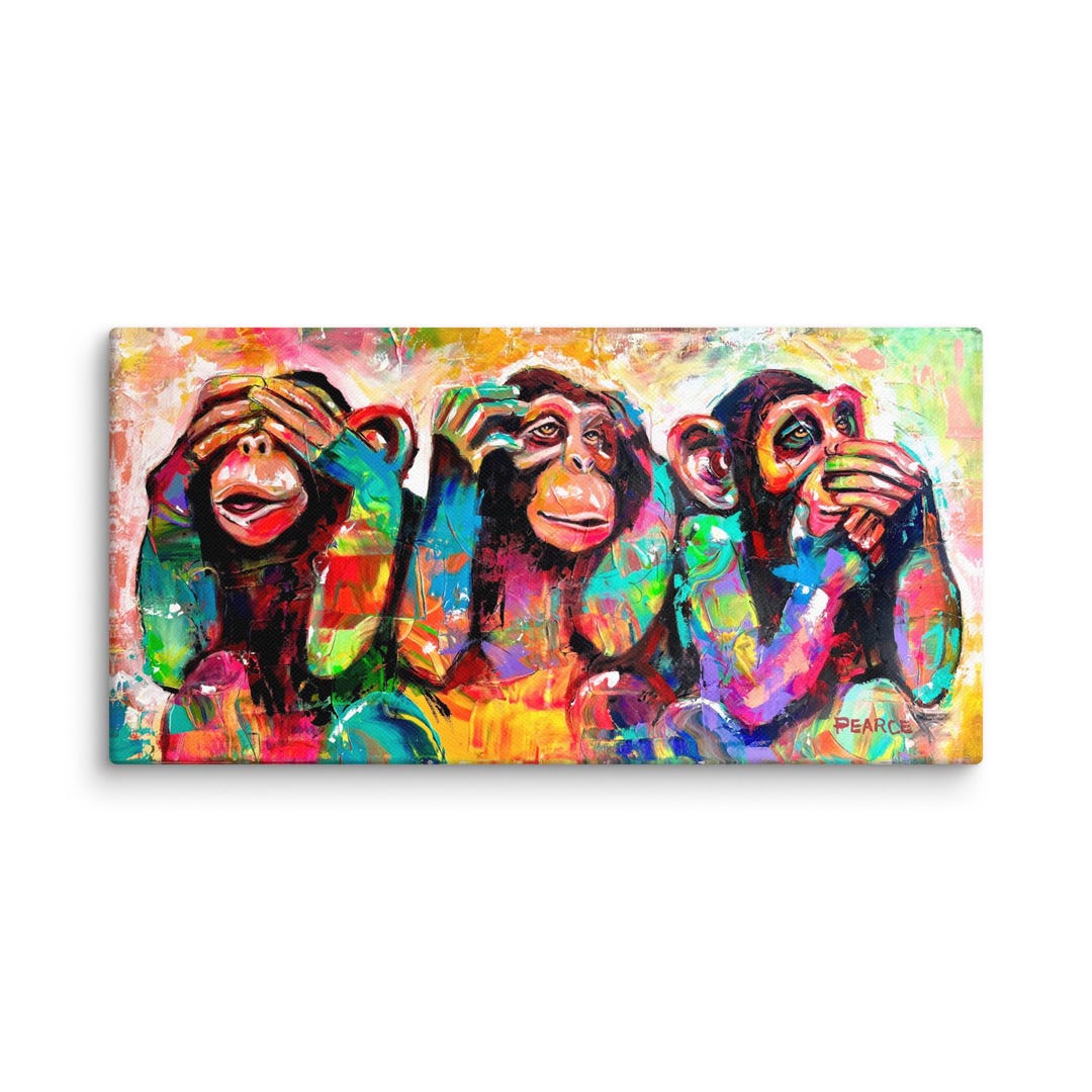 Three Wise Monkeys - Canvas Print Wall Art - by Carlie Pearce - Etsy