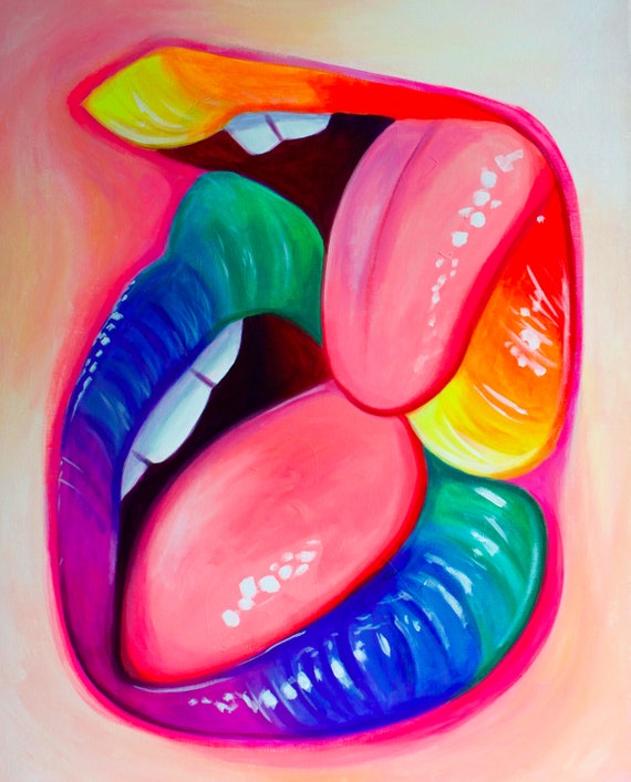 Rainbow Kiss Signed Art Print by Carlie Pearce | Etsy