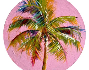 Palm Tree - Beach Painting - Signed Art Print - by Carlie Pearce