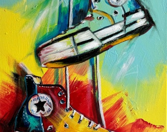 Couple of Cons  - Show Painting - Signed Art Print - Primary Colours - by Carlie Pearce