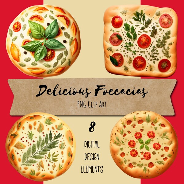 Delicious Focaccia Bread Graphic Design Elements