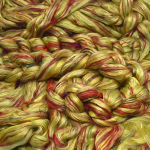 DESIGNER BLEND Merino, Mulberry Silk, Sari Silk, and Bamboo Top Roving. Fancy, Colorful, Exotic - Limited Edition. Spring Flowers