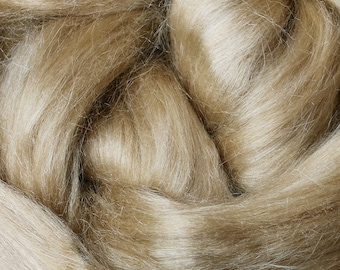 2oz Muga Silk Fiber: Premium Grade Natural Gold Undyed Combed Top Roving for Spinning, Blending, Felting, Dyeing, Weaving, Paper Making.