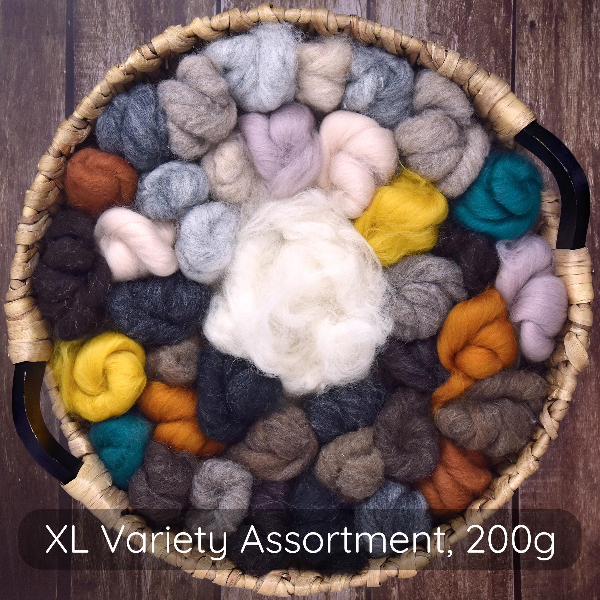 Needle Felting Wool Roving Variety Bag. Carded Corriedale Wool & White ...