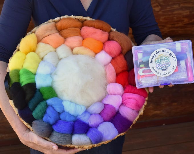 Needle Felting Kit Deluxe. Big Beginner Friendly Felt Kit, Colorful Wool Roving, Core Wool, Felting Needle Tools. DIY Kit Gift for Crafter.