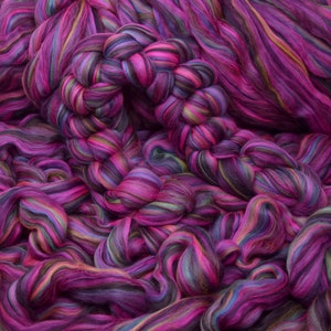 DESIGNER MERINO WOOL Combed Top Roving for Spinning and Felting. Limited Edition. Night Fever