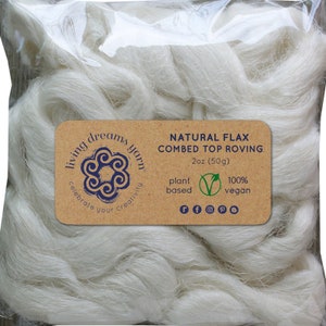 2oz Natural Flax Fiber: Undyed Combed Top Roving Dyeing, Spinning ...