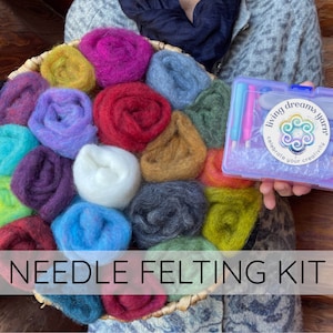 Needle Felting Kit Beginner Craft Kits for Adults. Lots of Corriedale Wool Roving and Full Set of Tools. DIY Starter Kit - Gift for Crafters