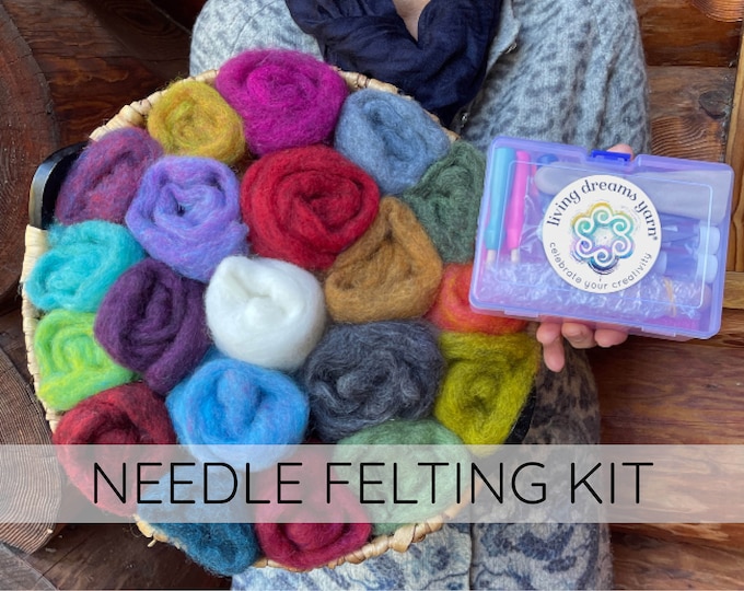 Needle Felting Kit Beginner Craft Kits for Adults. Lots of Corriedale Wool Roving and Full Set of Tools. DIY Starter Kit - Gift for Crafters
