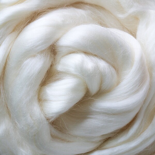 2oz Eri Peace Silk: Natural White Fiber Roving, Premium Grade Combed Top for Spinning, Blending, Felting, Weaving, Dyeing, Soap Making