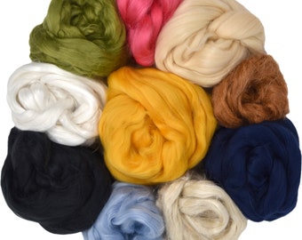 Vegan Mill Ends Fiber - Assorted Bulk Combed Top Roving for Felting, Spinning & Blending, Plant-Based and Synthetic. Contents vary.