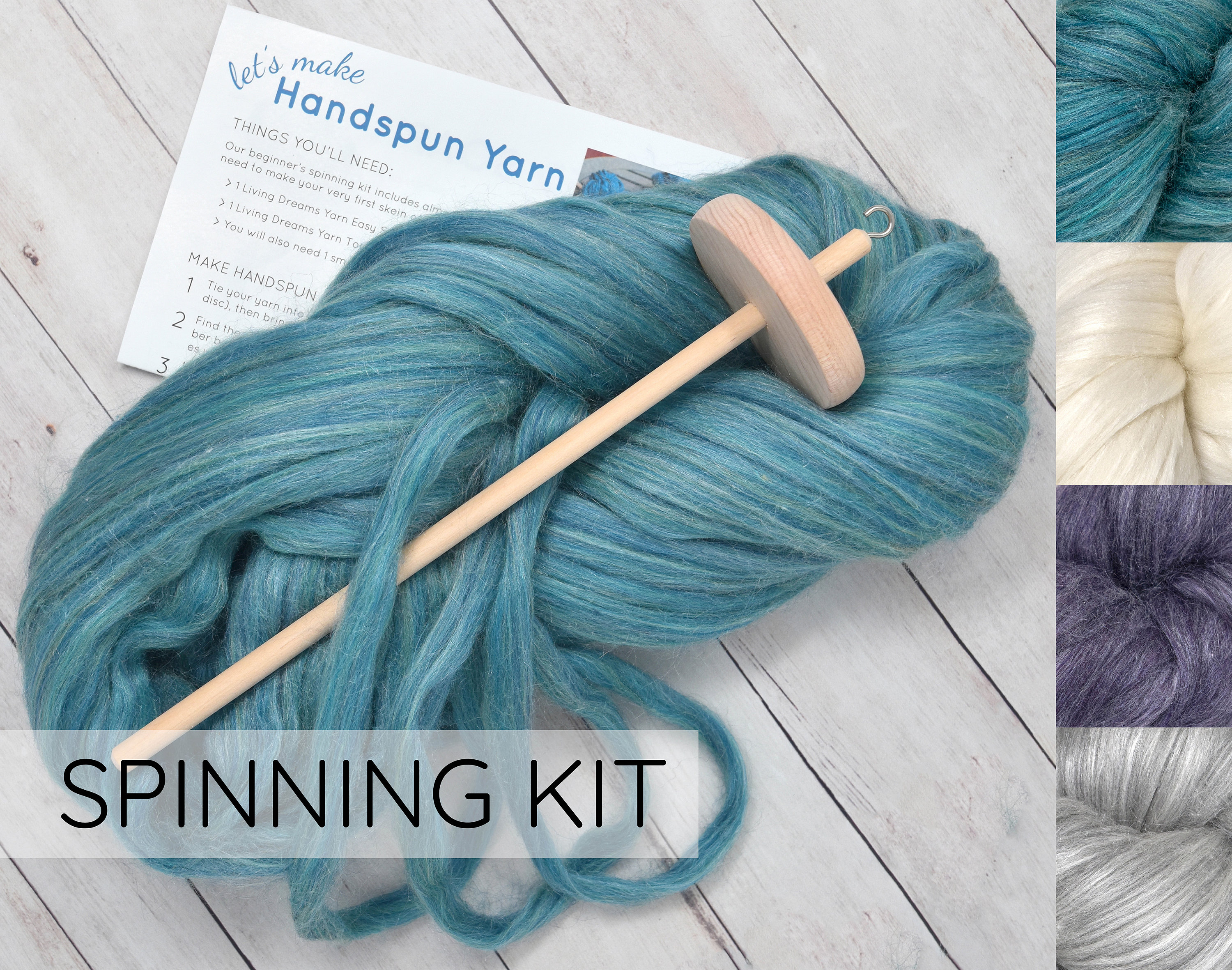 LEARN TO SPIN - Beginner's Spinning Kit With Drop Spindle and Merino ...