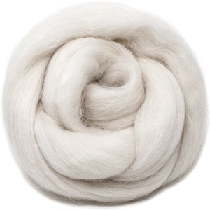 2oz Suri Alpaca Fiber, Natural Undyed Unbleached White Combed Top Roving, Long Stapled for Spinning, Blending, Felting, Dyeing, Doll Making.