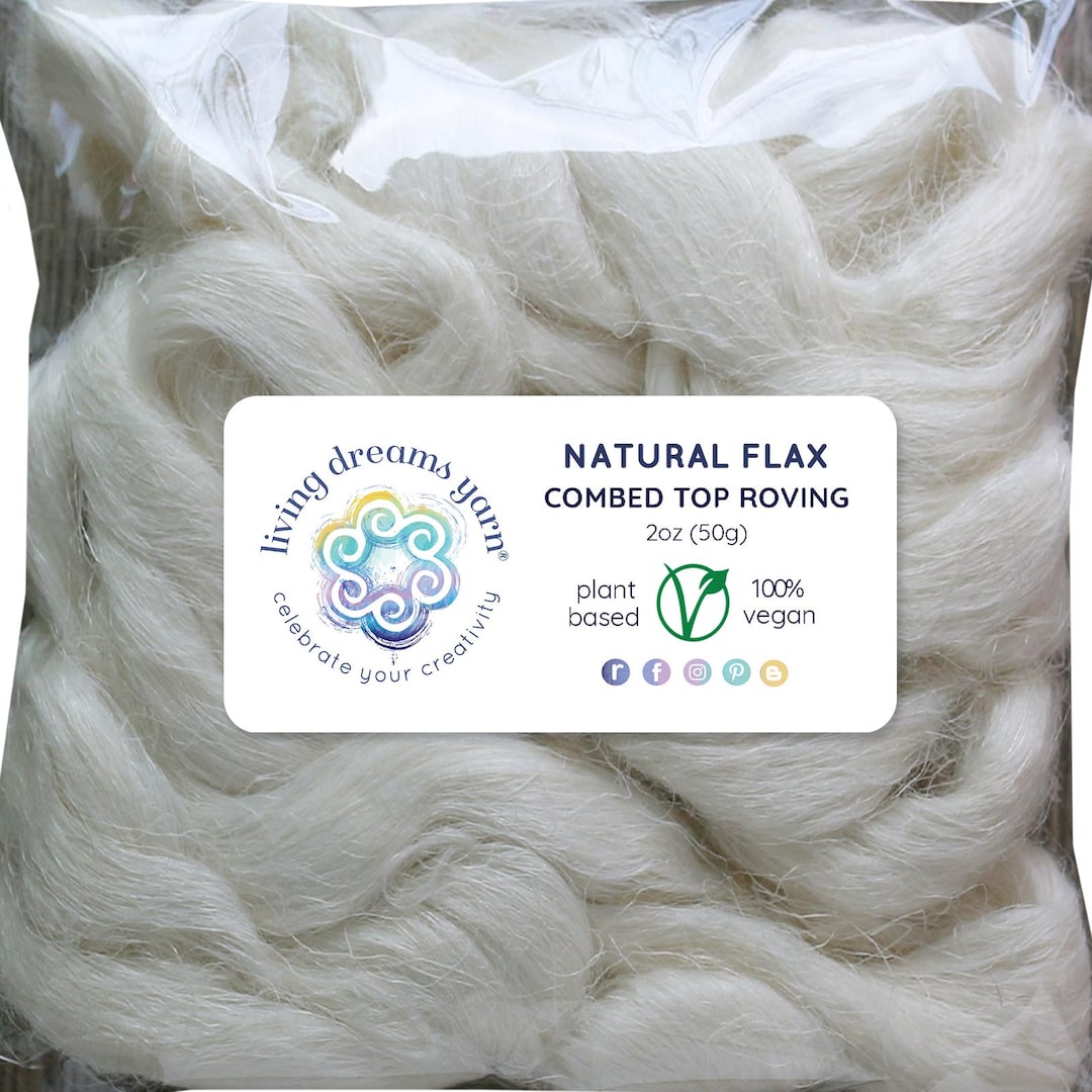 2oz Natural Flax Fiber: Undyed Combed Top Roving - Dyeing, Spinning ...