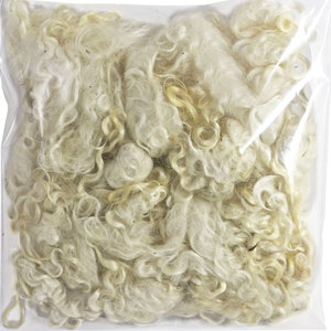 REAL MOHAIR LOCKS. Organic Premium Wool Fiber for Doll Hair, Wigs, Santa Beards, Felting, Blending, Spinning, Wall Hangings. White, 1 Oz image 2