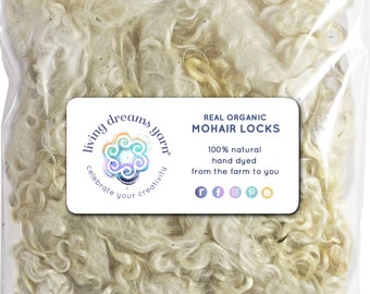 REAL MOHAIR LOCKS. Organic Premium Wool Fiber for Doll Hair, Wigs, Santa Beards, Felting, Blending, Spinning, Wall Hangings. White, 1 Oz