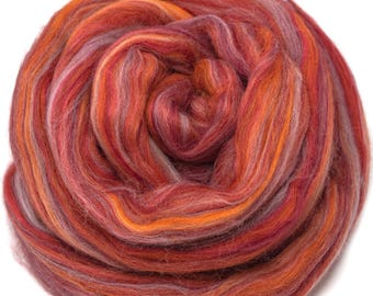 Merino Bamboo Blend Wool Spinning Fiber, Soft Combed Top Roving for Hand Spinning, Drop Spindle, Needle Wet Nuno Felting. Phoenix Rising