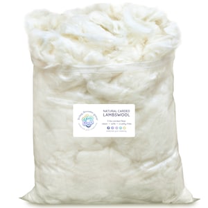 5 LB LAMBSWOOL Natural White Clean Fluffy Classic Fiber for Toy Stuffing & Filling Pillows, Doll Making, Premium Hypoallergenic Fiber Fill.