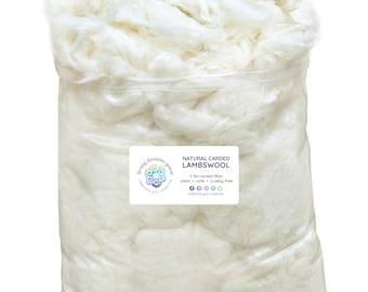 5 LB LAMBSWOOL Natural White Clean Fluffy Classic Fiber for Toy Stuffing & Filling Pillows, Doll Making, Premium Hypoallergenic Fiber Fill.