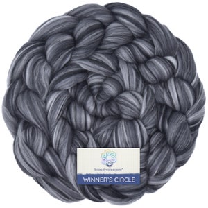 100% Superfine Merino Fiber: Soft Combed Top Roving, Color Blend for Spinning, Felting, Weaving, Textile Arts. Winner's Circle - Night Owl