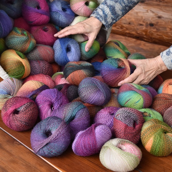 Wool Yarn for Crochet, Knitting, Weaving. Multi Colored Sport weight yarn. Soft, Fun, Durable. Double Helix 2-ply