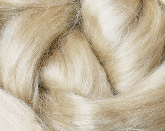 2oz Tussah Silk Fiber: Premium Grade Glossy Natural White Combed Top Roving. Hand Spinning, Blending, Felting, Dyeing, Paper & Soap Making.