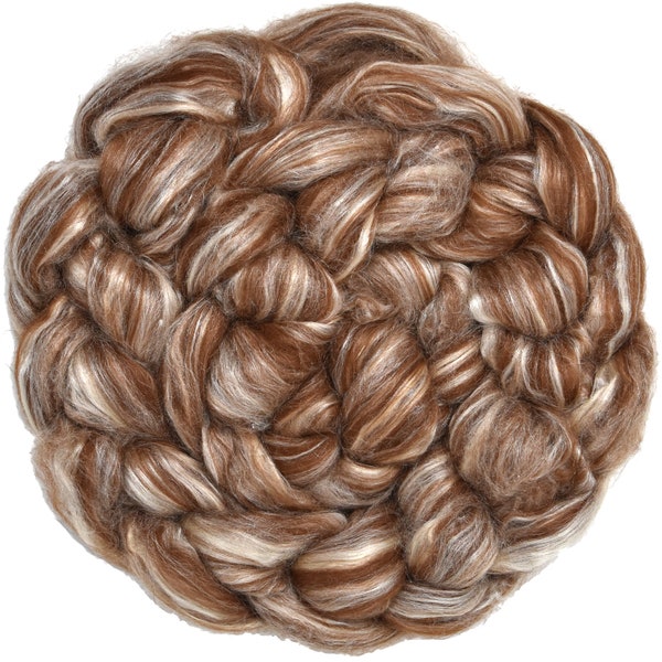 MERINO ALPACA CAMEL & Mulberry Silk: Luxuriously Soft Camel Roving Fiber Blend. Natural Undyed Combed Top for Spinning, Felting, Weaving