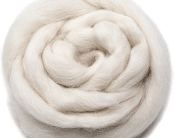 Baby Alpaca Fiber - Premium Quality, Luxuriously Soft, Natural Undyed, Combed Top Roving, for Spinning, Blending, Felting & Dyeing, White.