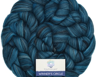 100% Superfine Merino Fiber: Soft Combed Top Roving, Color Blend for Spinning, Felting, Weaving, Textile Arts. Winner's Circle - Leviathan