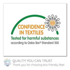 Peut inclure: Logo vert et orange avec le texte "CONFIDENCE IN TEXTILES" et les mots "Test&eacute; pour les substances nocives selon la norme Oeko-Tex&reg; 100".