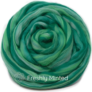 100% Merino Wool Roving. Soft Colorful Combed Top Roving, Hand Wheel Spinning, Needle Nuno Wet Felting, Weaving. Festival - Freshly Minted