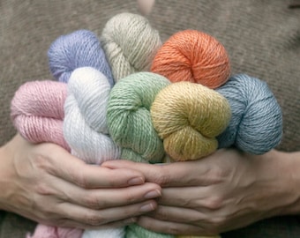 Linen Silk Merino Yarn: Light DK weight to knit, crochet & weave. Pacific Northwest milled and dyed. Flax Botanica